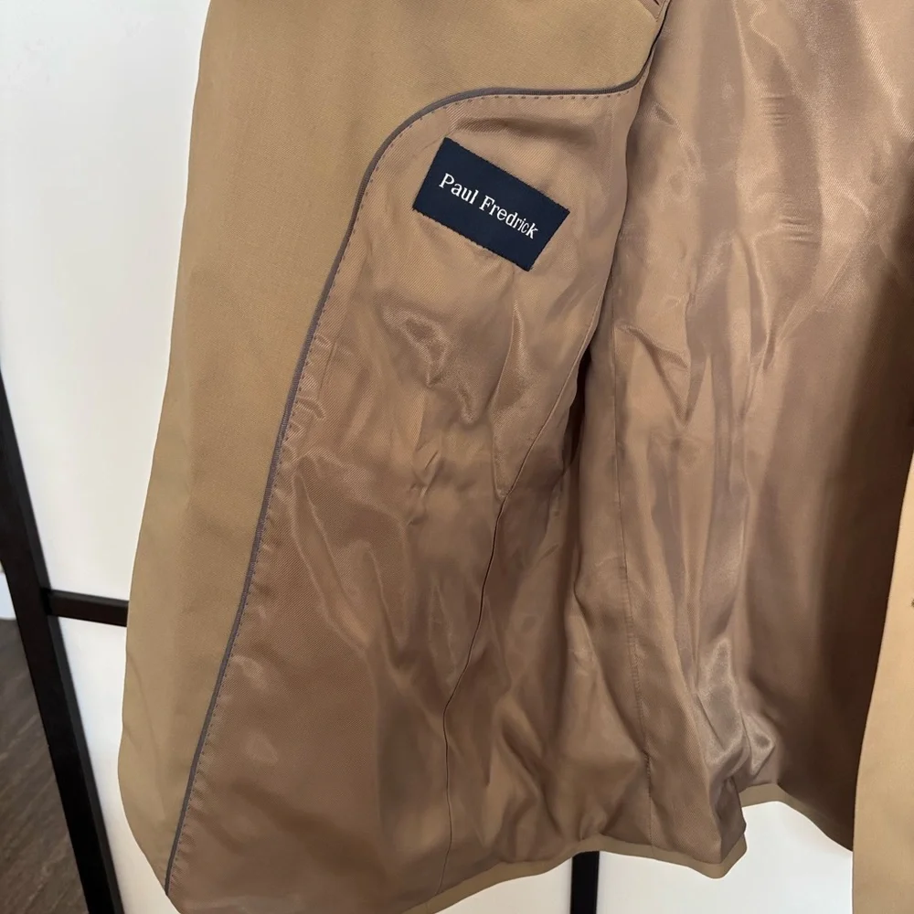 Paul Fredrick 43L British Tan Solid 2-Button‎ Sport Coat Wool Blazer Jacket. NWT